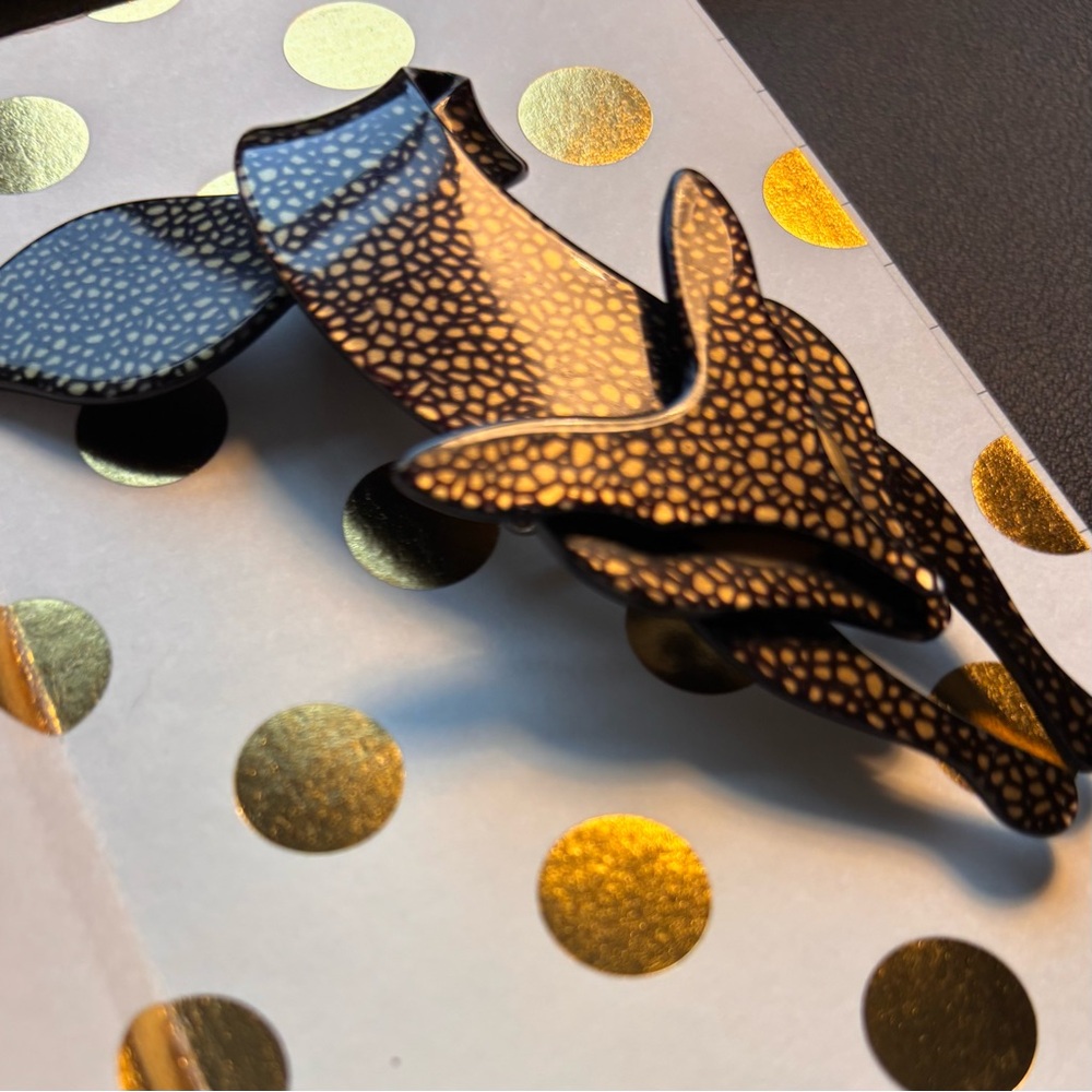 Lea Stein Paris Tate 4.5 Attentive Fox Brooch Gold Mosaïque EUC #clout #bougee
